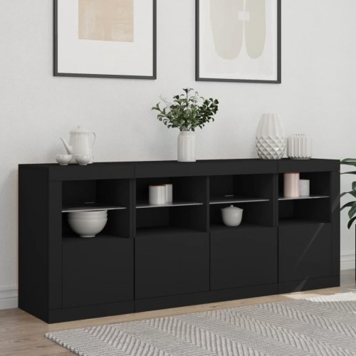 Skænk med LED-lys 163x37x67 cm sort