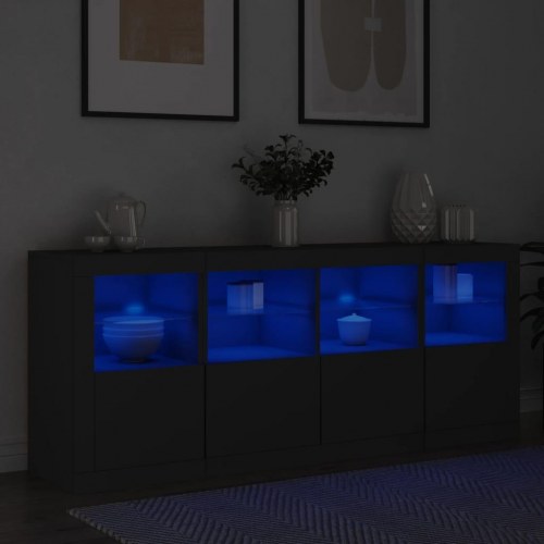 Skænk med LED-lys 163x37x67 cm sort