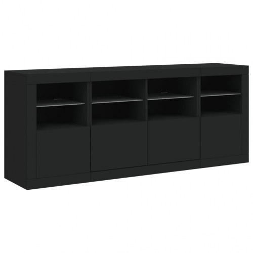 Skænk med LED-lys 163x37x67 cm sort