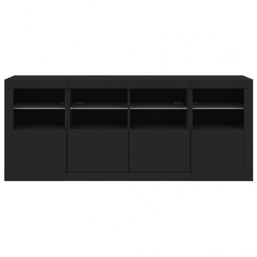 Skænk med LED-lys 163x37x67 cm sort