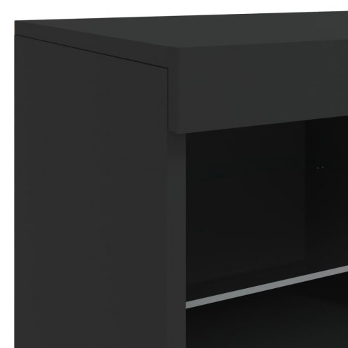 Skænk med LED-lys 163x37x67 cm sort
