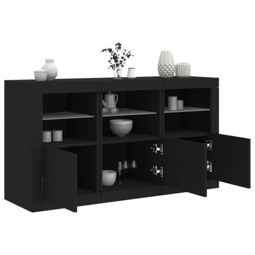 Skænk med LED-lys 123x37x67 cm sort