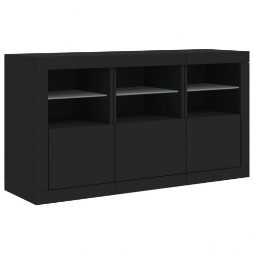 Skænk med LED-lys 123x37x67 cm sort