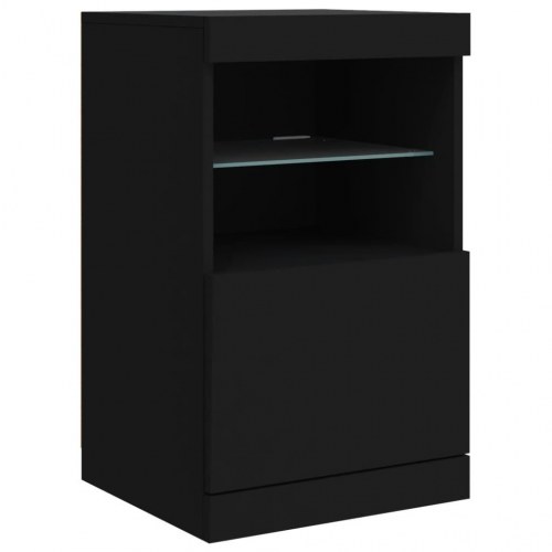 Skænk med LED-lys 123x37x67 cm sort