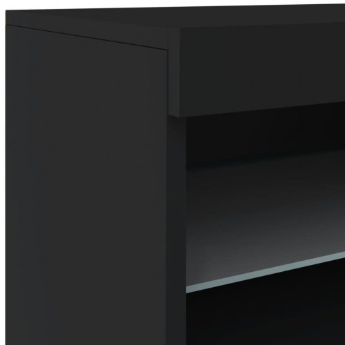 Skænk med LED-lys 123x37x67 cm sort
