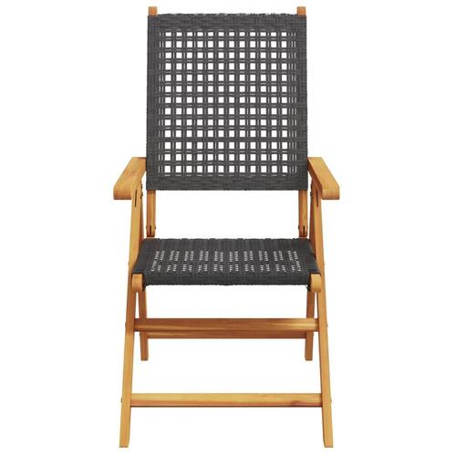 Havestole 2 stk. massivt akacietræ og polyrattan sort