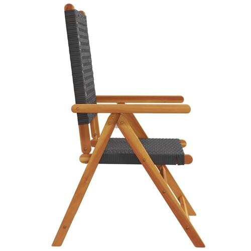 Havestole 2 stk. massivt akacietræ og polyrattan sort