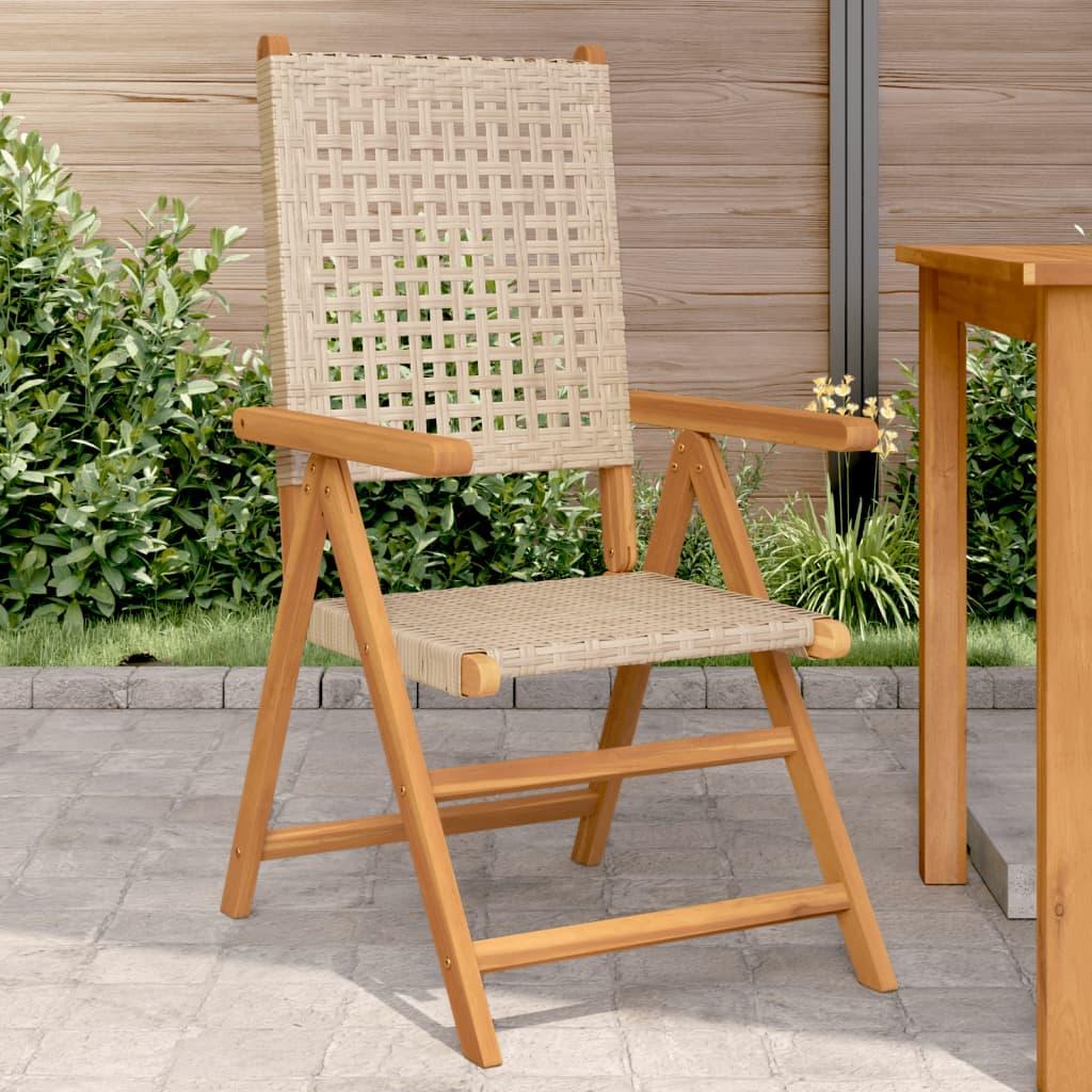 Havestole 2 stk. massivt akacietræ og polyrattan beige