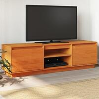 Tv-bord 140x35x40 cm massivt fyrretræ gyldenbrun