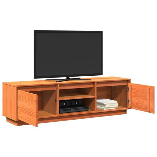 Tv-bord 140x35x40 cm massivt fyrretræ gyldenbrun