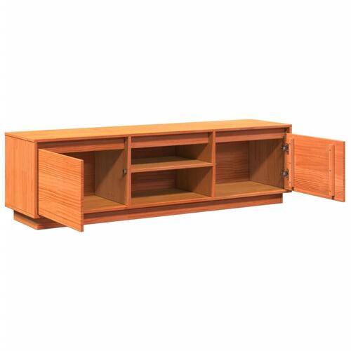 Tv-bord 140x35x40 cm massivt fyrretræ gyldenbrun