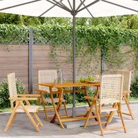 Havestole 4 stk. med lænefunktion polyrattan beige