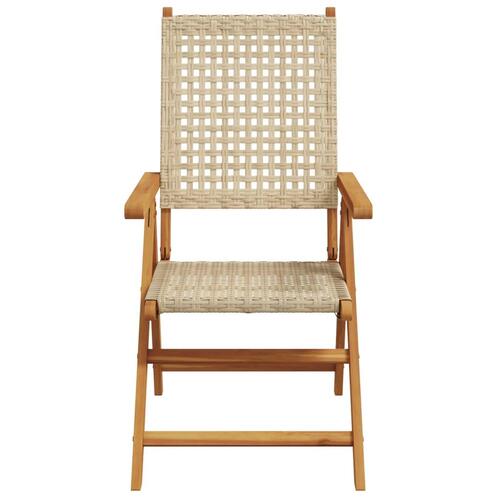 Havestole 4 stk. med lænefunktion polyrattan beige