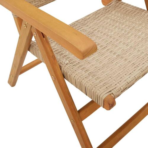 Havestole 4 stk. med lænefunktion polyrattan beige