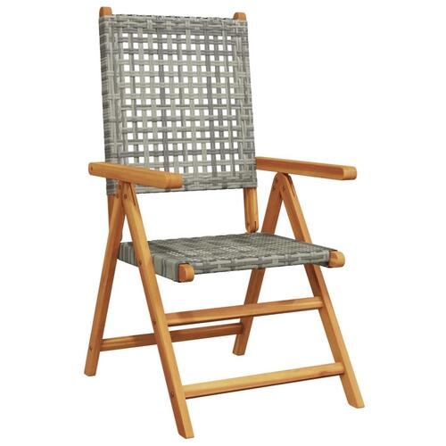 Havestole 6 stk. med lænefunktion polyrattan grå