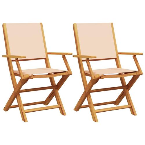 Havestole 2 stk. massivt akacietræ og stof beige