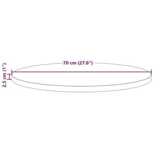 Bordplade Ø70x2,5 cm rund massivt fyrretræ gyldenbrun