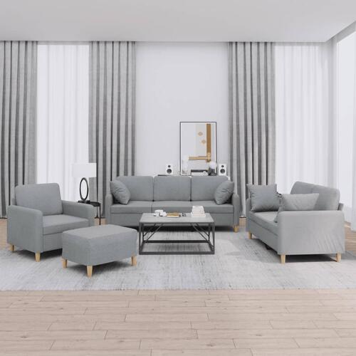 Sofasæt 4 dele med puder stof lysegrå
