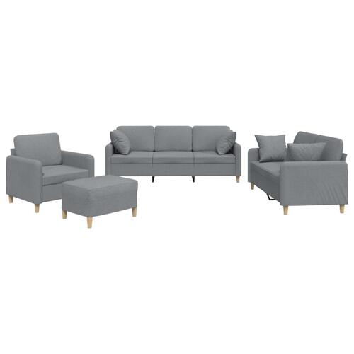 Sofasæt 4 dele med puder stof lysegrå