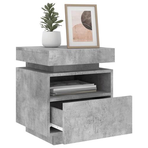 Sengeborde 2 stk. med LED-lys 40x39x48,5 cm betongrå