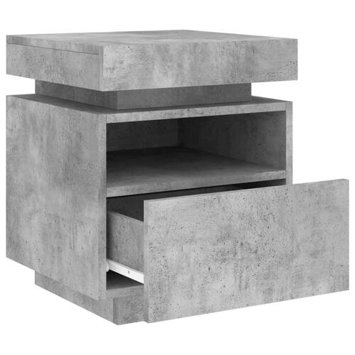 Sengeborde 2 stk. med LED-lys 40x39x48,5 cm betongrå