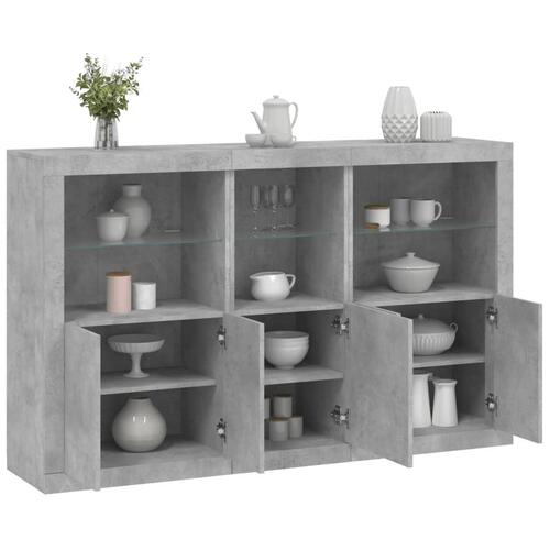 Skænk med LED-lys 162x37x100 cm betongrå