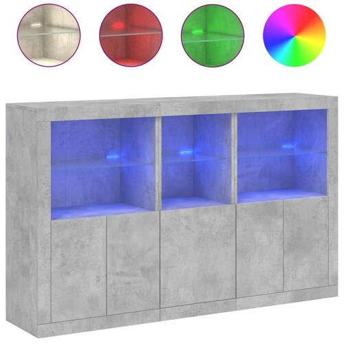 Skænk med LED-lys 162x37x100 cm betongrå