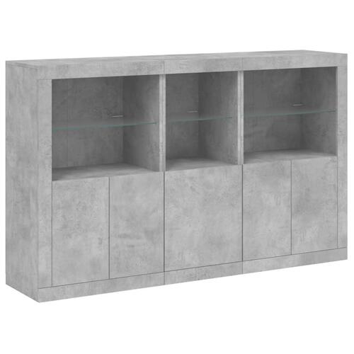 Skænk med LED-lys 162x37x100 cm betongrå