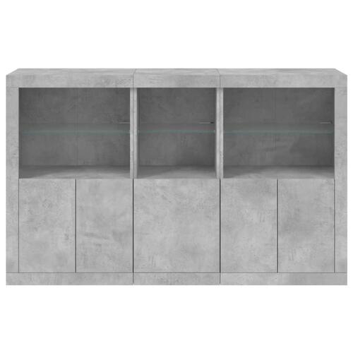 Skænk med LED-lys 162x37x100 cm betongrå