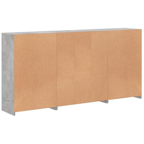 Skænk med LED-lys 202x37x100 cm betongrå