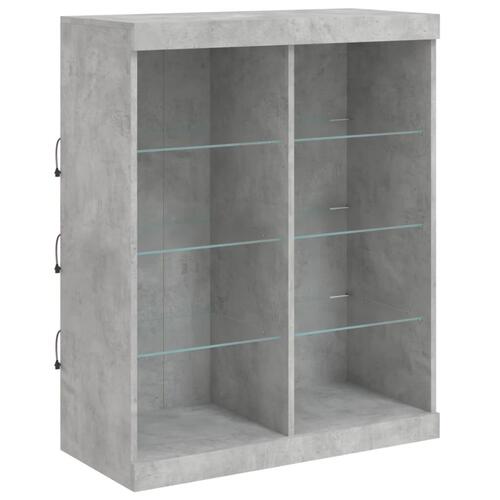Skænk med LED-lys 202x37x100 cm betongrå