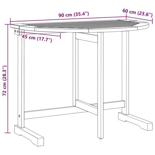 Altanbord 90x60x72 cm foldbart massivt akacietræ