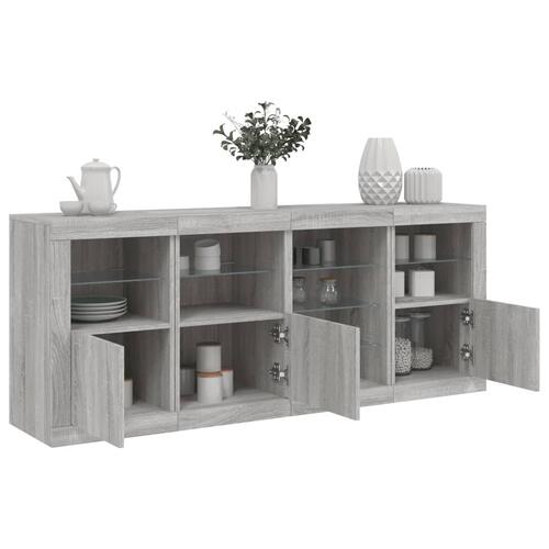 Skænk med LED-lys 164x37x67 cm grå sonoma-eg