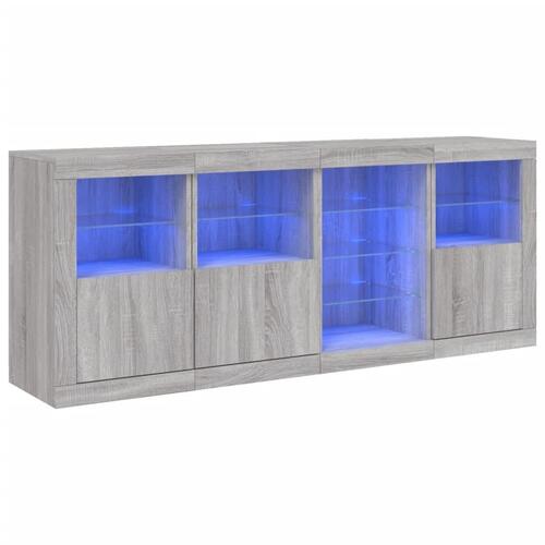Skænk med LED-lys 164x37x67 cm grå sonoma-eg