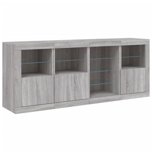Skænk med LED-lys 164x37x67 cm grå sonoma-eg