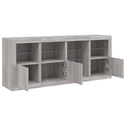 Skænk med LED-lys 164x37x67 cm grå sonoma-eg
