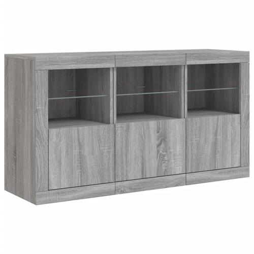 Skænk med LED-lys 123x37x67 cm grå sonoma-eg