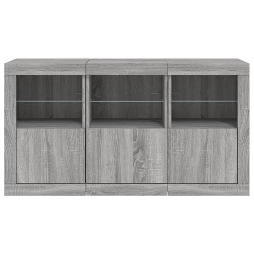 Skænk med LED-lys 123x37x67 cm grå sonoma-eg
