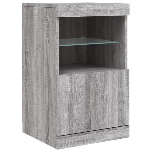 Skænk med LED-lys 123x37x67 cm grå sonoma-eg