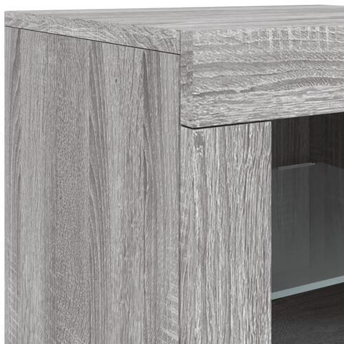 Skænk med LED-lys 123x37x67 cm grå sonoma-eg