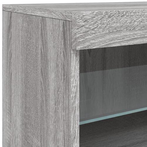 Skænk med LED-lys 123x37x67 cm grå sonoma-eg