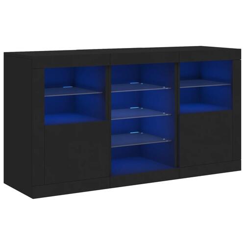 Skænk med LED-lys 123x37x67 cm sort