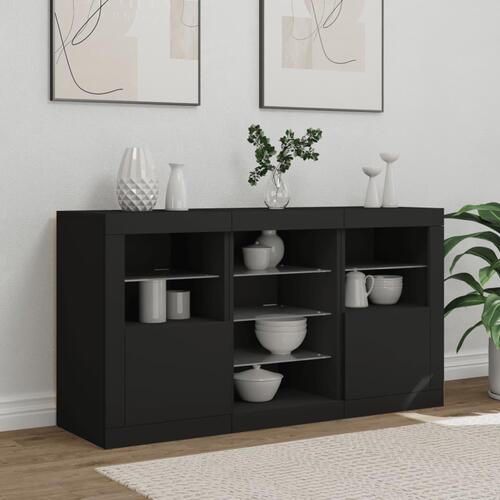 Skænk med LED-lys 123x37x67 cm sort