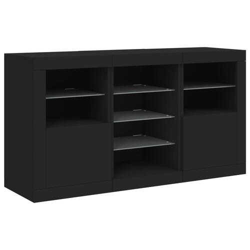 Skænk med LED-lys 123x37x67 cm sort