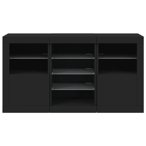 Skænk med LED-lys 123x37x67 cm sort
