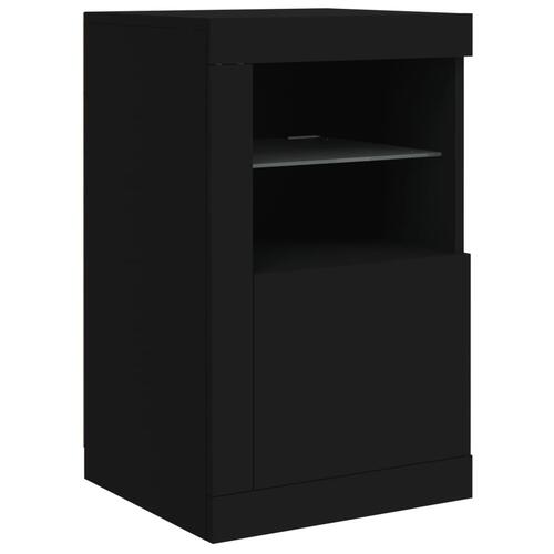 Skænk med LED-lys 123x37x67 cm sort