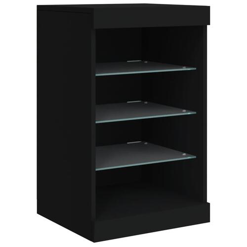 Skænk med LED-lys 123x37x67 cm sort