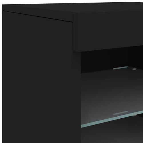 Skænk med LED-lys 123x37x67 cm sort