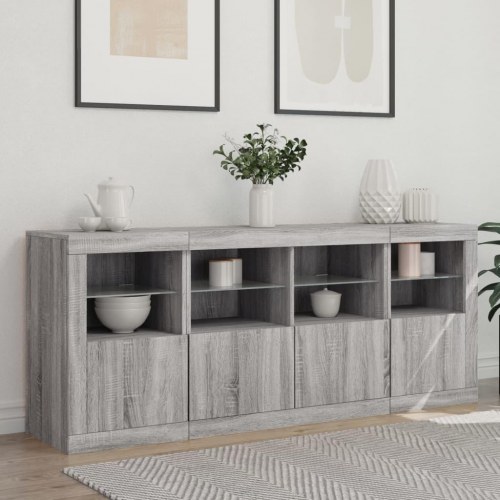 Skænk med LED-lys 163×37×67 cm - grå sonoma-eg
