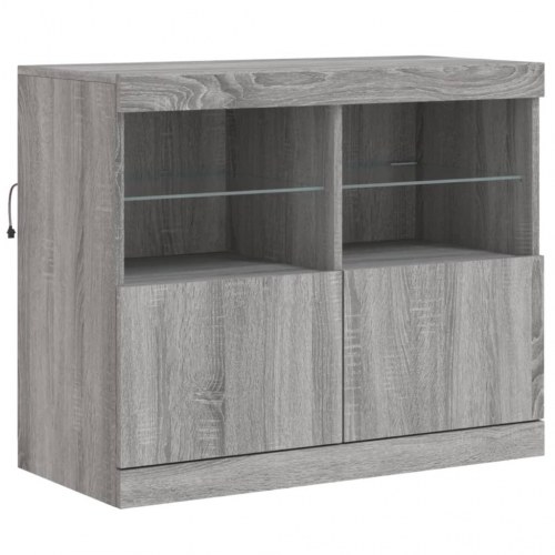 Skænk med LED-lys 163×37×67 cm - grå sonoma-eg